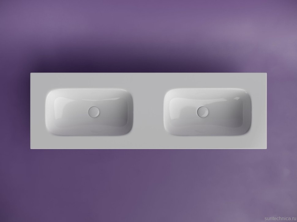 Мебельная раковина Ceramicanova Grace прямоугольная 141см с двумя чашами без отверстий под смеситель CN7022wx