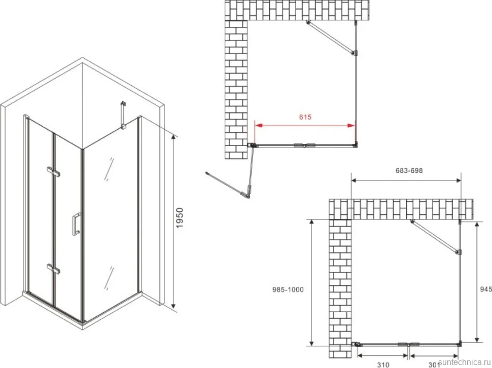 Душевой уголок Abber Zart AG08070P-S101 70х100, профиль хром, стекло прозрачное