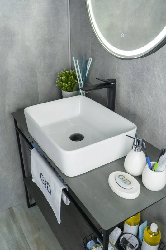 Накладная раковина GID Geometrico N9103 48 глянцевая белая, прямоугольная, фаянс