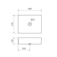 Накладная раковина GID Geometrico N9103 48 глянцевая белая, прямоугольная, фаянс