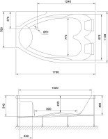 Акриловая ванна Royal Bath Shakespeare RB652100K-R 170x115 см, угловая, правая, пристенная, белая, асимметричная, с каркасом, для двоих