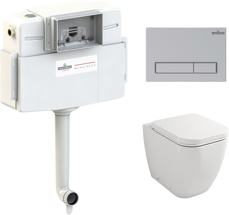 Комплект Lavinia Boho Унитаз приставной One 33024060 + Крышка-сиденье One 33290200 с микролифтом + Бачок скрытого монтажа RelFix 38020010 + Кнопка RelFix 380501MC
