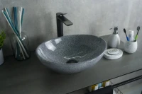 Накладная раковина GID Lago Mnc331 41 под глянцевый камень, овальная, фаянс