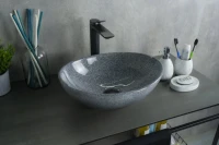 Накладная раковина GID Lago Mnc331 41 под глянцевый камень, овальная, фаянс