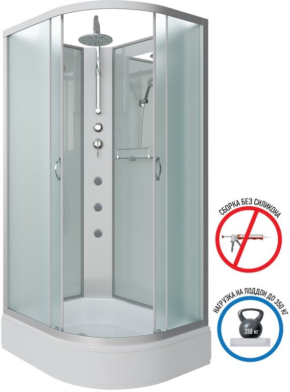 Душевая кабина Niagara Classic NG-33094-14LBKTG 100х90 см, без крыши, с гидромассажем и тропическим душем