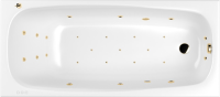 Акриловая ванна WHITECROSS Layla Slim ULTRA 180x80 см, встраиваемая, с гидромассажем, белый, с каркасом, со сливом-переливом, фурнитура золото