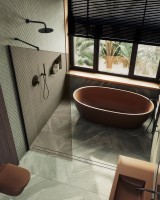 Душевая перегородка Maybahglass MGD-696-6ш 79 см, профиль черный, стекло бронза
