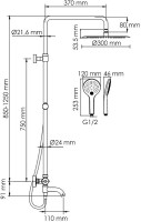 Душевая стойка Wasserkraft Elbe 7400 A288.160.078.BM Thermo с термостатом, черная