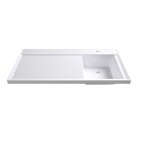 Раковина над стиральной машиной Belux Ока О-105 R глянцевая белая, прямоугольная, со столешницей слева, с комплектом кронштейнов