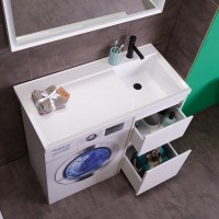 Раковина над стиральной машиной Belux Ока О-105 R глянцевая белая, прямоугольная, со столешницей слева, с комплектом кронштейнов