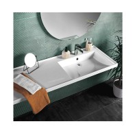 Раковина над стиральной машиной Belux Ока О-105 R глянцевая белая, прямоугольная, со столешницей слева, с комплектом кронштейнов