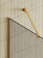 Душевая перегородка Maybahglass MGD-734-3у 89 см, профиль золото, стекло бронза матовое