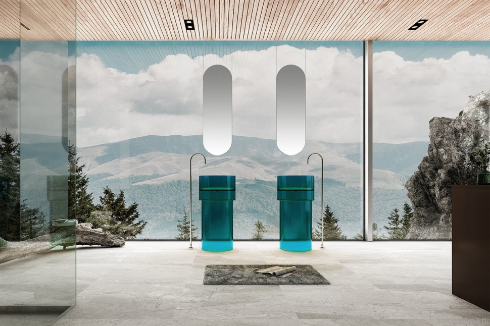 Раковина напольная Abber Kristall AT2701Aquamarin 45 бирюзовая, круглая