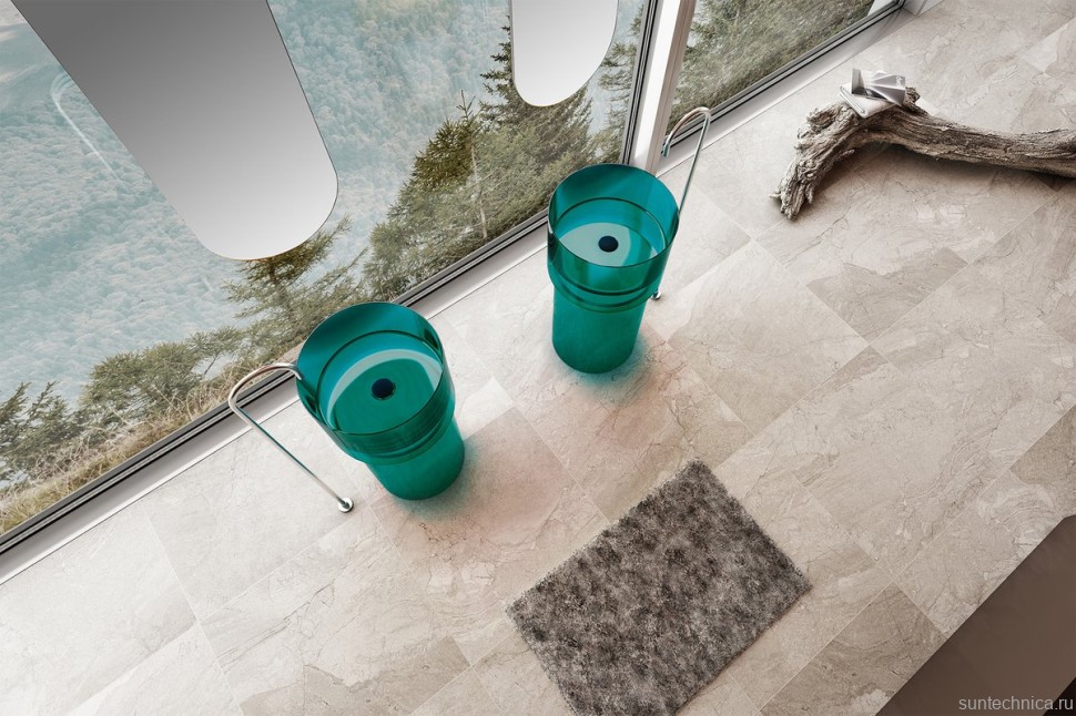 Раковина напольная Abber Kristall AT2701Aquamarin 45 бирюзовая, круглая