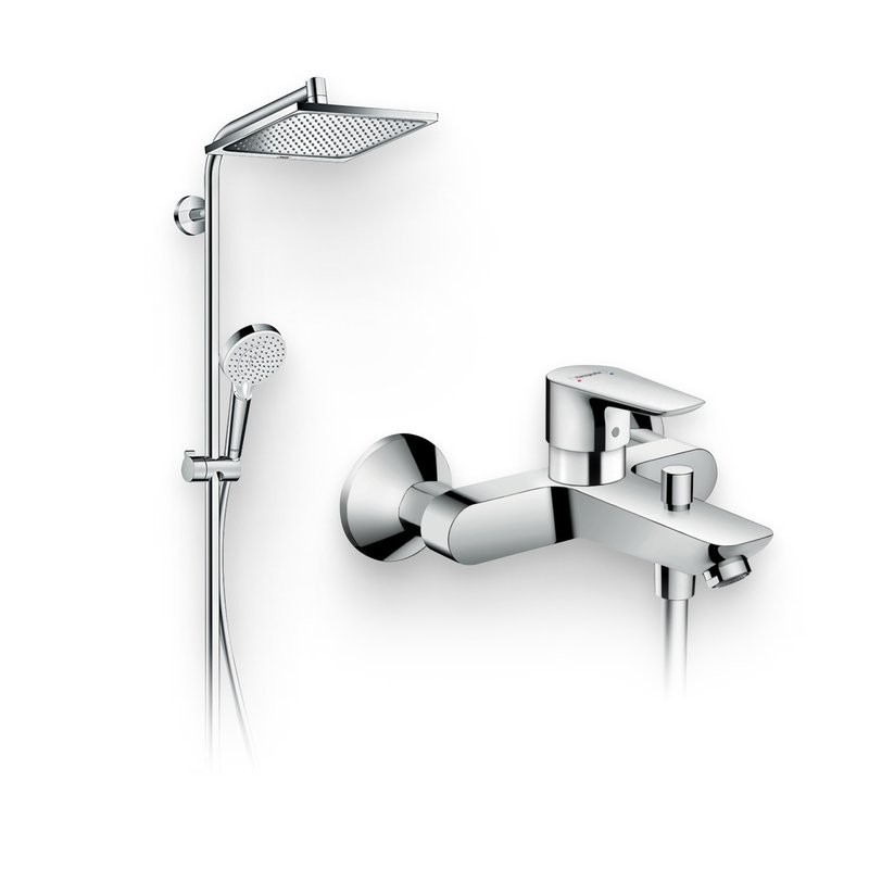 Душевой комплект Смеситель Hansgrohe Talis E 71740000 + Стойка Crometta E 240 1jet Showerpipe Reno 27289000 EcoSmart