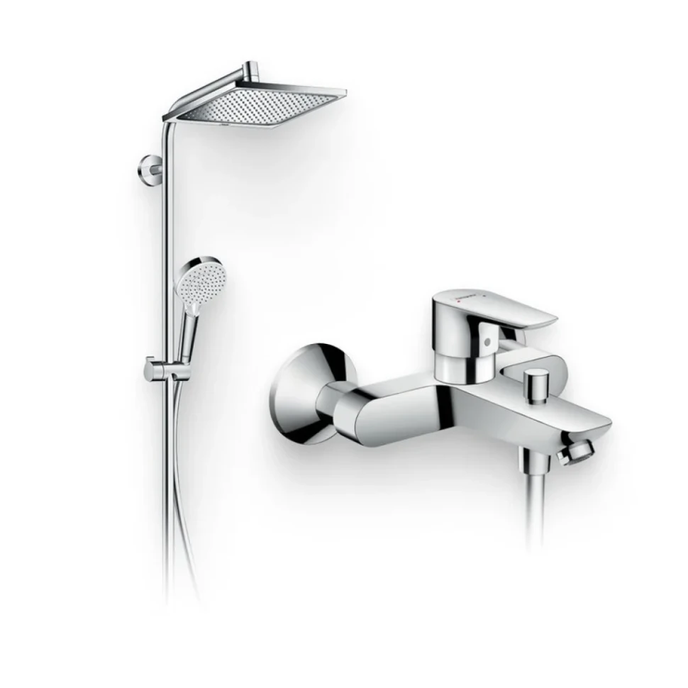 Душевой комплект Смеситель Hansgrohe Talis E 71740000 + Стойка Crometta E 240 1jet Showerpipe Reno 27289000 EcoSmart