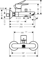 Душевой комплект Смеситель Hansgrohe Talis E 71740000 + Стойка Crometta E 240 1jet Showerpipe Reno 27289000 EcoSmart