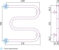 Полотенцесушитель водяной Сунержа М-образный 50x50