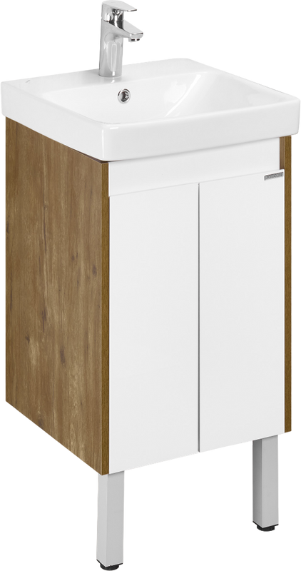 Тумба под раковину AQUATON Сканди 45 белая глянцевая, дуб рустикальный