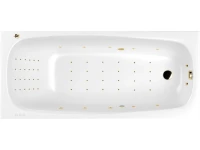 Акриловая ванна WHITECROSS Layla Nano 170x75 см, встраиваемая, с гидромассажем, белый глянец, с каркасом, со сливом-переливом, фурнитура золото