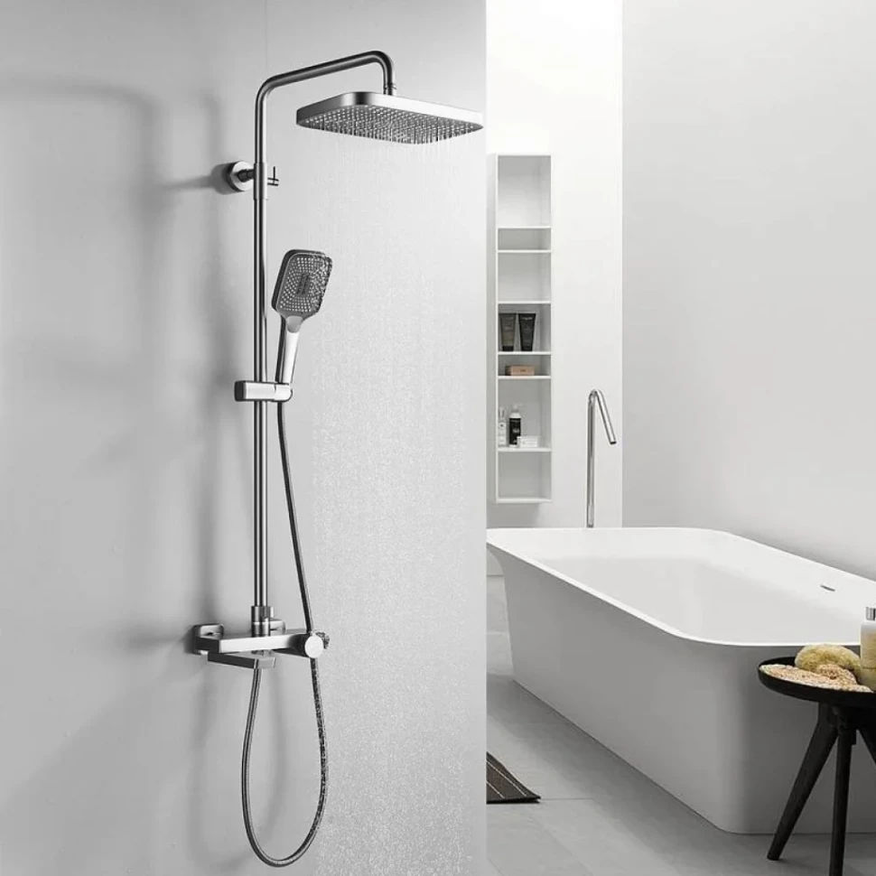 Душевая стойка Rose R1896T с термостатом, пепельный