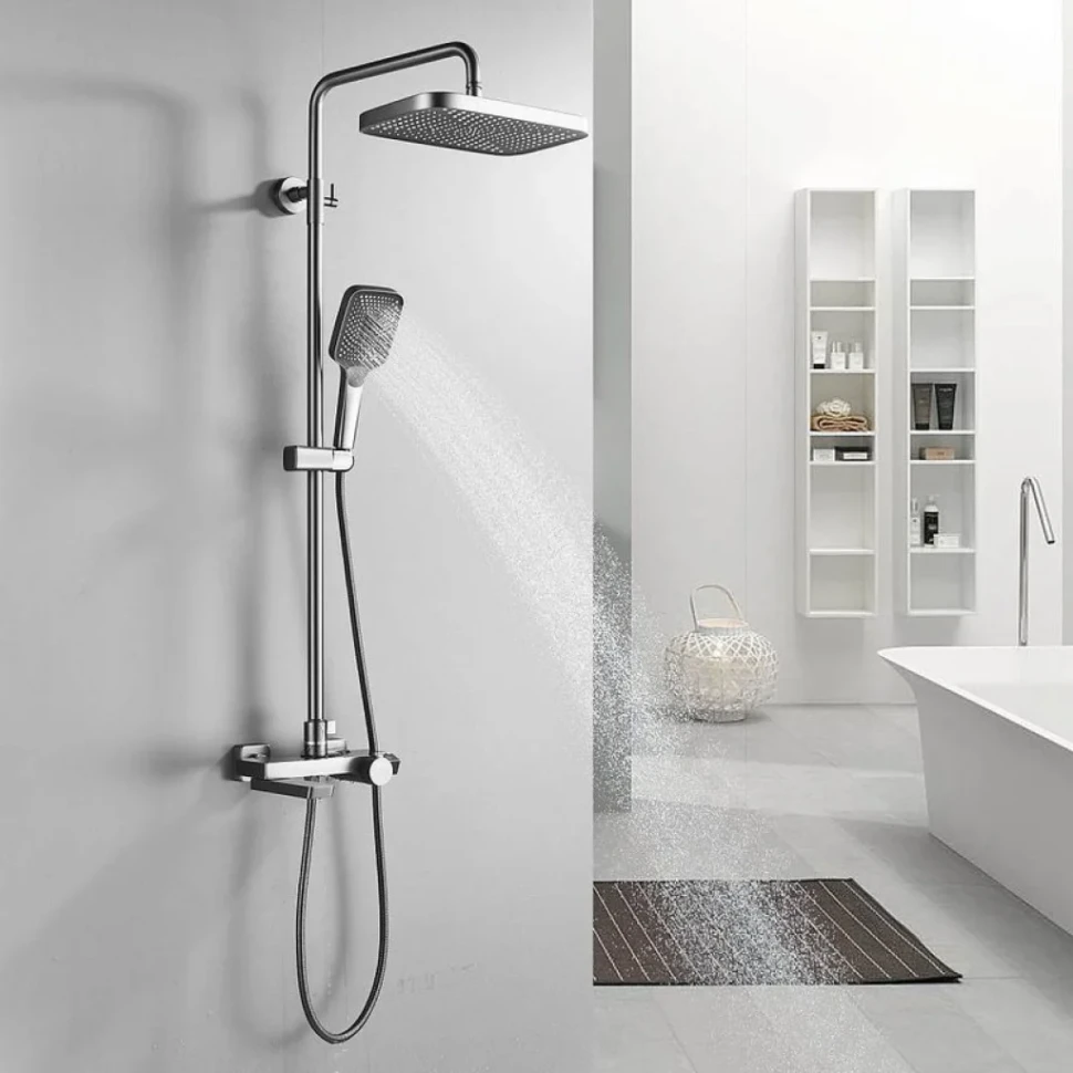 Душевая стойка Rose R1896T с термостатом, пепельный