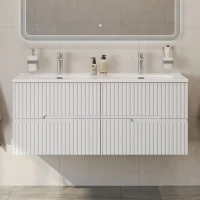Тумба с раковиной Cezares Duet 120 bianco lucido, раковина Cezares CZR-8095-120-2 двойная
