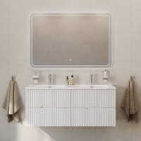 Тумба с раковиной Cezares Duet 120 bianco lucido, раковина Cezares CZR-8095-120-2 двойная