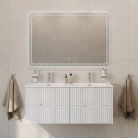 Тумба с раковиной Cezares Duet 120 bianco lucido, раковина Cezares CZR-8095-120-2 двойная