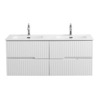 Тумба с раковиной Cezares Duet 120 bianco lucido, раковина Cezares CZR-8095-120-2 двойная