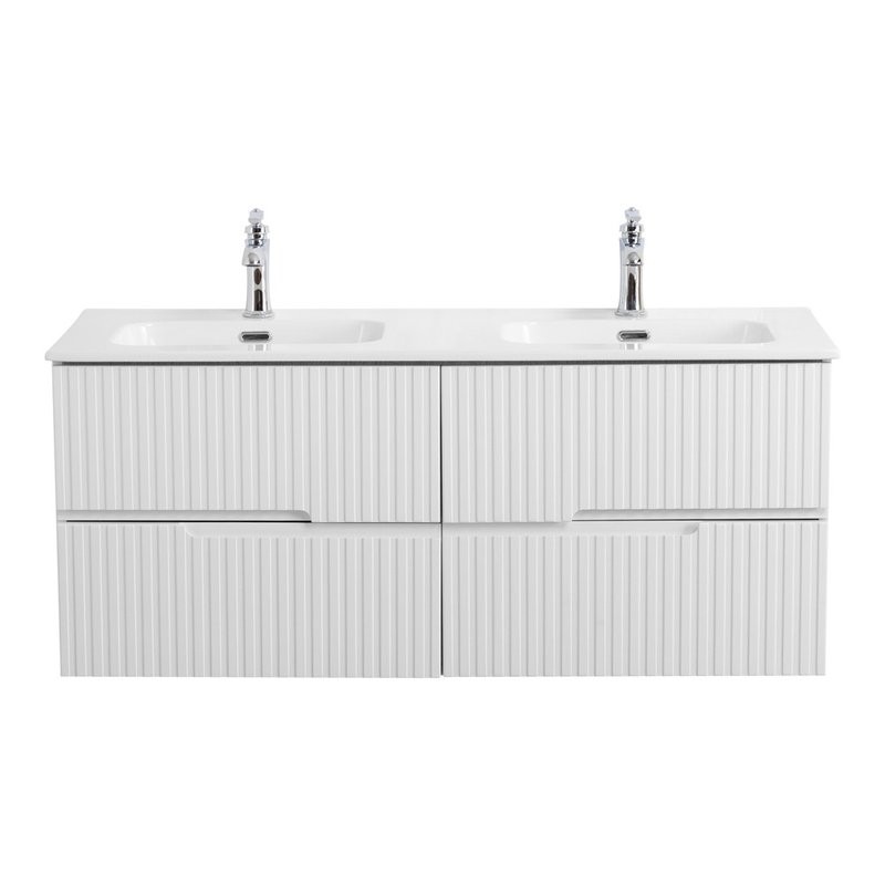 Тумба с раковиной Cezares Duet 120 bianco lucido, раковина Cezares CZR-8095-120-2 двойная