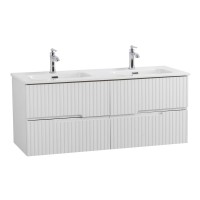 Тумба с раковиной Cezares Duet 120 bianco lucido, раковина Cezares CZR-8095-120-2 двойная