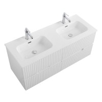 Тумба с раковиной Cezares Duet 120 bianco lucido, раковина Cezares CZR-8095-120-2 двойная