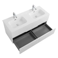 Тумба с раковиной Cezares Duet 120 bianco lucido, раковина Cezares CZR-8095-120-2 двойная