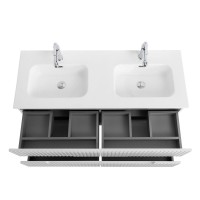 Тумба с раковиной Cezares Duet 120 bianco lucido, раковина Cezares CZR-8095-120-2 двойная