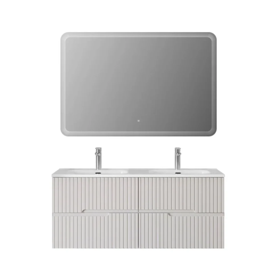 Тумба с раковиной Cezares Duet 120 bianco lucido, раковина Cezares CZR-8095-120-2 двойная