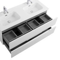 Тумба с раковиной Cezares Duet 120 bianco lucido, раковина Cezares CZR-8095-120-2 двойная