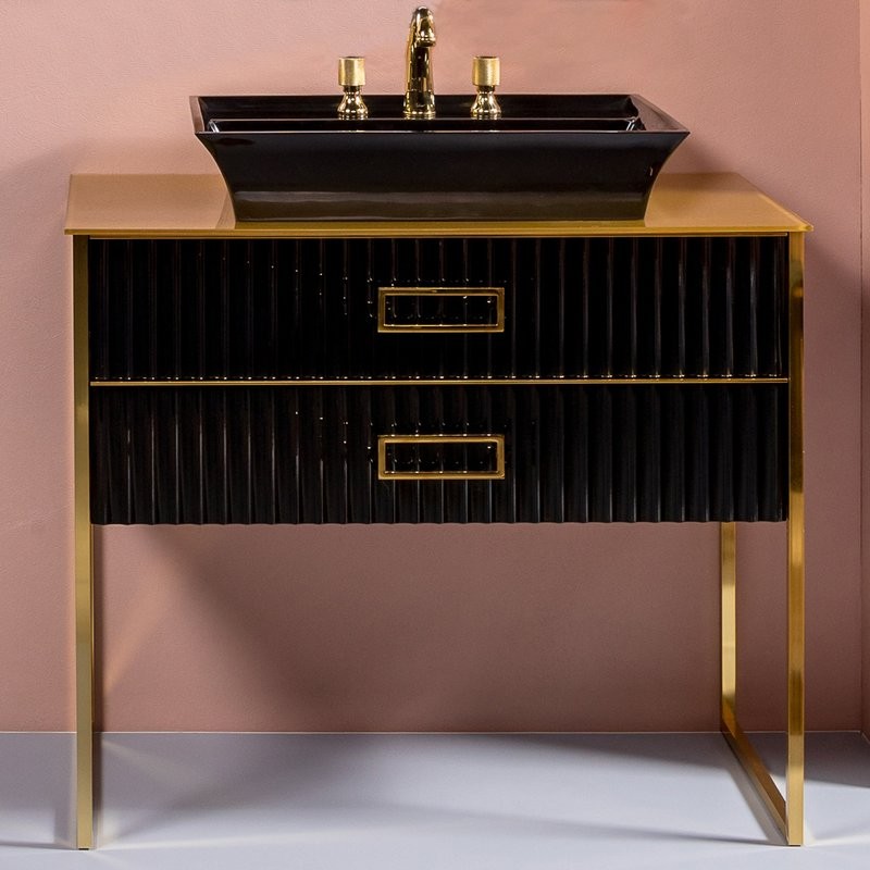 Накладная раковина Armadi Art NeoArt 802 67 черная, прямоугольная, искусственный камень, с 1 отверстием под смеситель