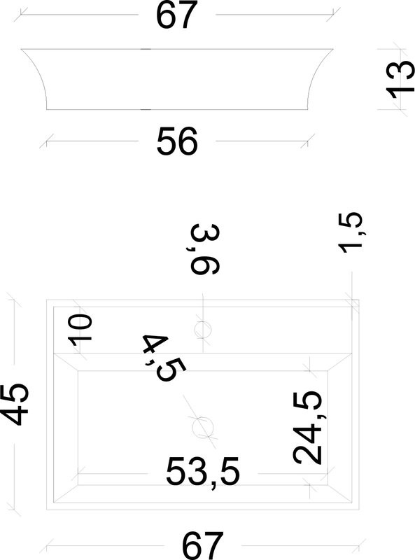 Накладная раковина Armadi Art NeoArt 802 67 черная, прямоугольная, искусственный камень, с 1 отверстием под смеситель