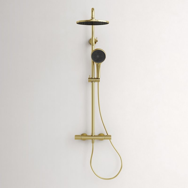 Душевая стойка Sancos Etna SC9007BG с термостатом, брашированное золото, PVD покрытие