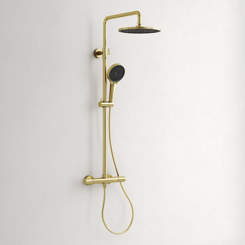 Душевая стойка Sancos Etna SC9007BG с термостатом, брашированное золото, PVD покрытие