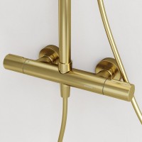 Душевая стойка Sancos Etna SC9007BG с термостатом, брашированное золото, PVD покрытие