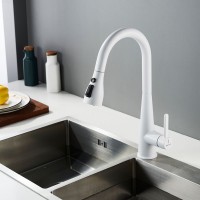 Смеситель для кухни с выдвижным изливом Shevanik S363C, белый Смеситель для кухни с выдвижным изливом Shevanik S363C, белый