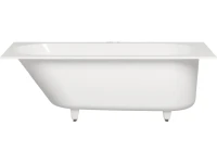 Ванна из искусственного камня Salini Ornella Kit S-Sense 170x70 см, встраиваемая, матовая белая, на ножках, со сливом-переливом, с донным клапаном