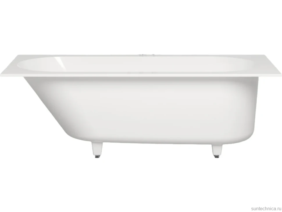 Ванна из искусственного камня Salini Ornella Kit S-Sense 170x70 см, встраиваемая, матовая белая, на ножках, со сливом-переливом, с донным клапаном