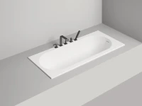 Ванна из искусственного камня Salini Ornella Kit S-Sense 170x70 см, встраиваемая, матовая белая, на ножках, со сливом-переливом, с донным клапаном