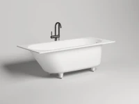 Ванна из искусственного камня Salini Ornella Kit S-Sense 170x70 см, встраиваемая, матовая белая, на ножках, со сливом-переливом, с донным клапаном