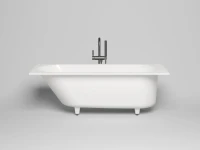 Ванна из искусственного камня Salini Ornella Kit S-Sense 170x70 см, встраиваемая, матовая белая, на ножках, со сливом-переливом, с донным клапаном