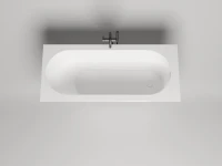 Ванна из искусственного камня Salini Ornella Kit S-Sense 170x70 см, встраиваемая, матовая белая, на ножках, со сливом-переливом, с донным клапаном