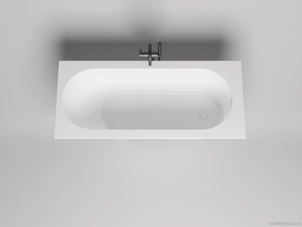 Ванна из искусственного камня Salini Ornella Kit S-Sense 170x70 см, встраиваемая, матовая белая, на ножках, со сливом-переливом, с донным клапаном